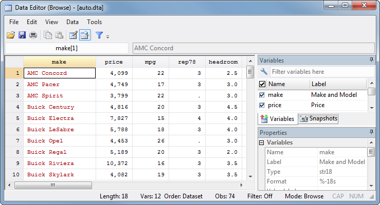 Stata data browser